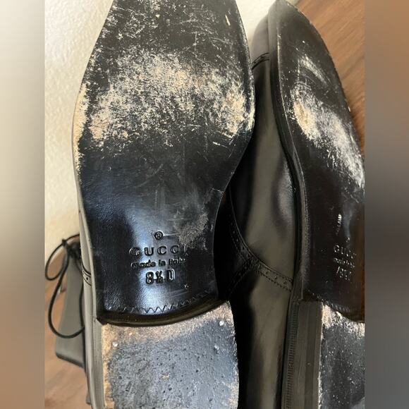 Authentic Gucci Men lace up long boots combat leather black Made in Italy Sz 8.5 - Picture 11 of 13